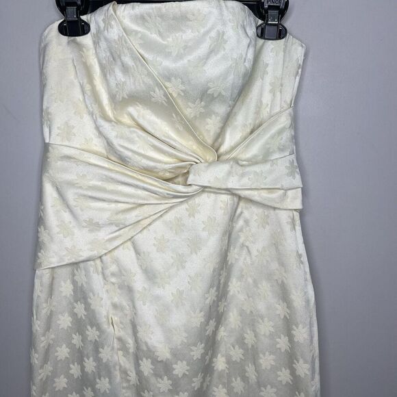 C/MEO Collective Elate Midi Dress Women Large Pale Yellow Floral Brocade Sheath - Picture 3 of 13